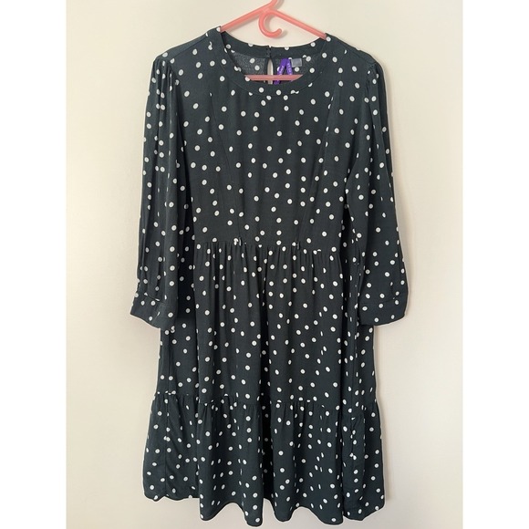 Seraphine Dresses & Skirts - Seraphine Green White Polka Dot 3/4 Sleeve Dress Maternity Nursing Ruffle Sz 8